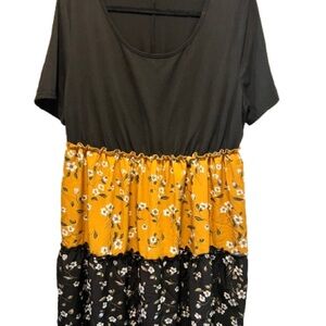 Floral Colorblock Dress SHEIN